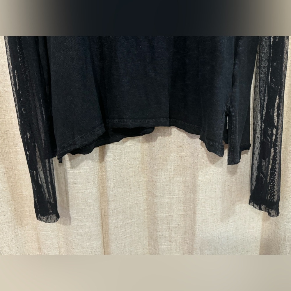 Free People Black Sheer Lace Top - Picture 4 of 4